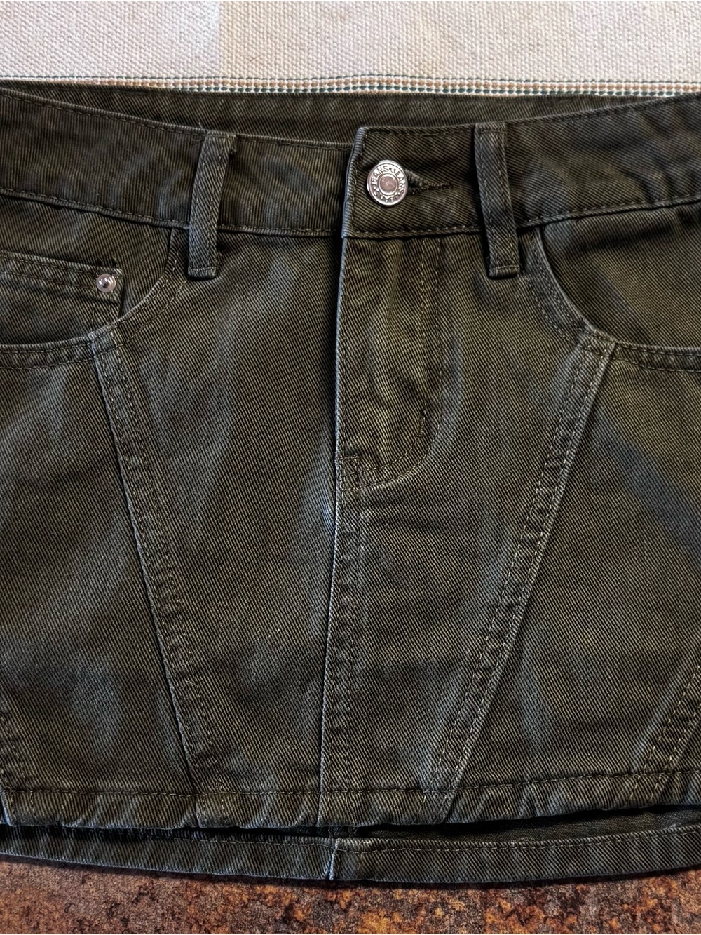 Olive Green Jean Minj Skirt